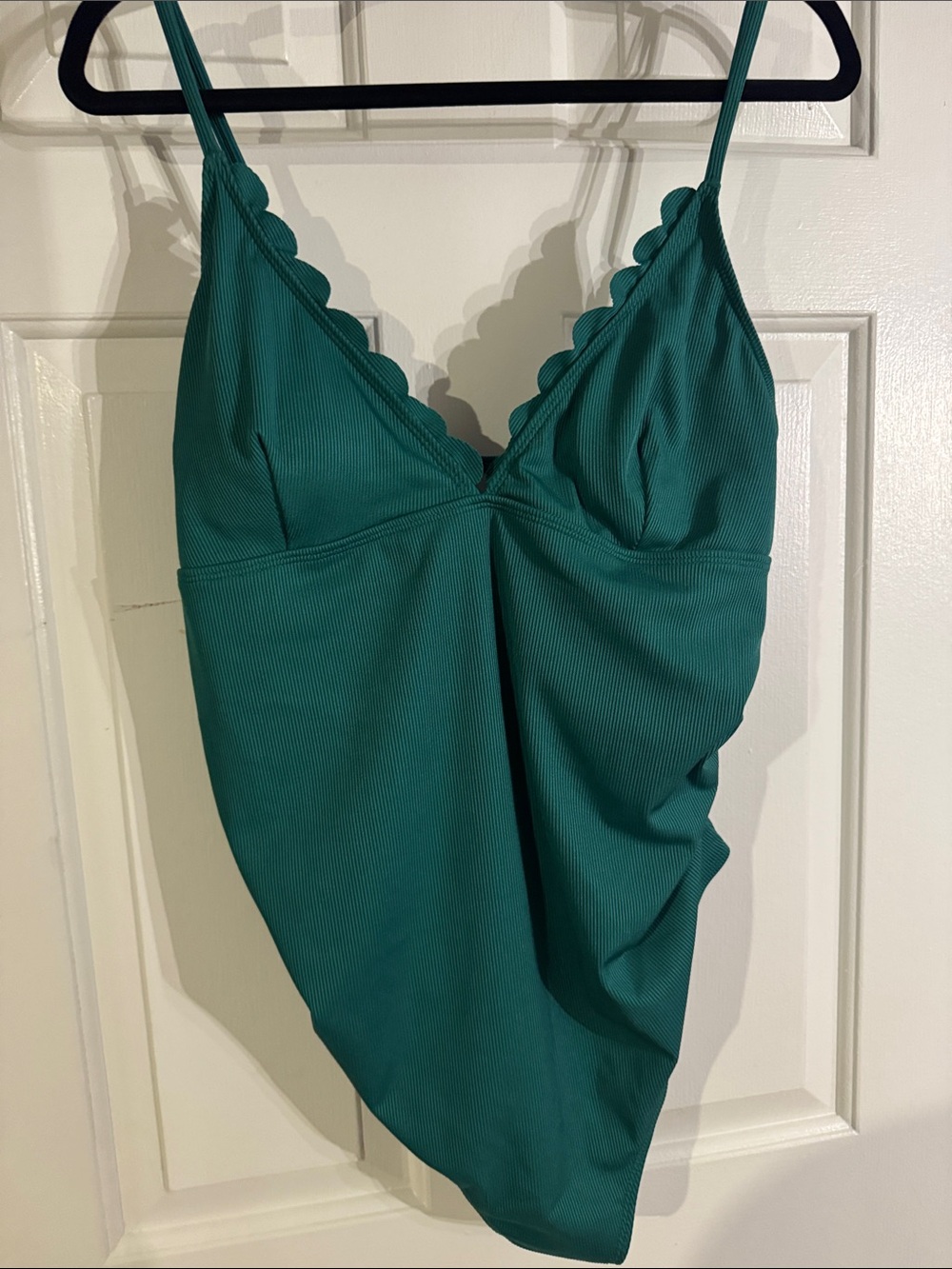 pink blush maternity green Ribbed Scallop Edge Cami Tank Top